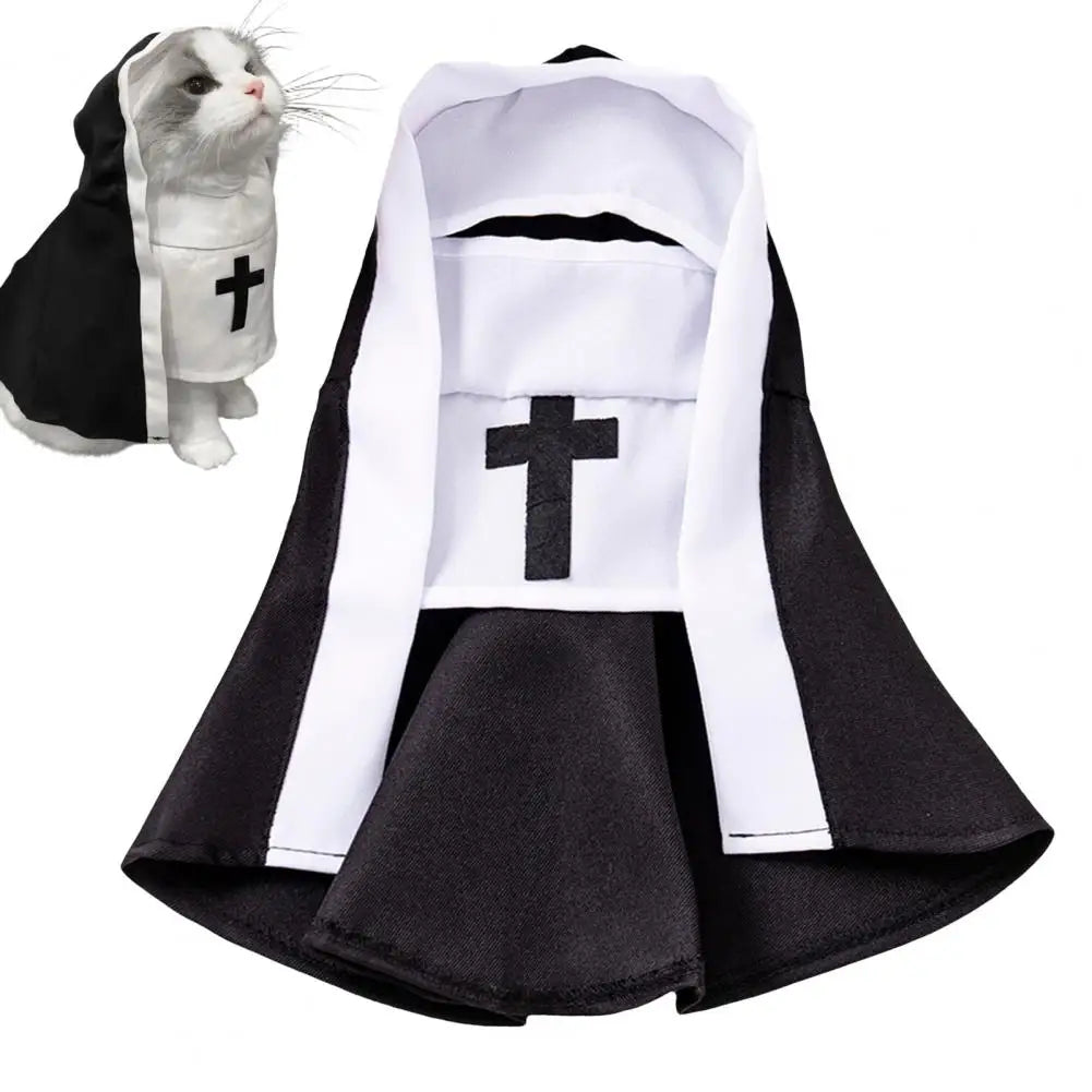 Pet Costume Non-restrictive Pet Outfit Cat Nun Costume for Pets Cute Pet Cosplay Outfit Fun Party Clothes for Small Medium Dogs