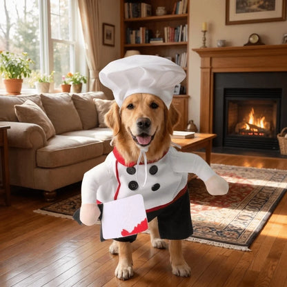 Creative Adjustable Pet Funny Chef Costume Comfortable Breathable Dog Cosplay Costumes Polyester Cat Party Dressed Up Halloween