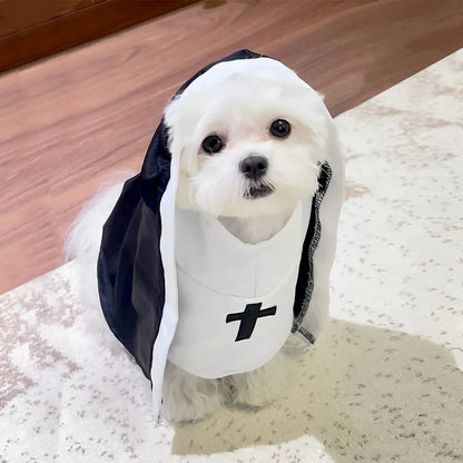 Pet Nun Costume for Cats & Dogs, Funny Religious DressUp Outfit for Pets, Animal Cosplay Costume for Halloween,Party Props