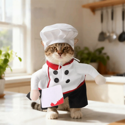 Creative Adjustable Pet Funny Chef Costume Comfortable Breathable Dog Cosplay Costumes Polyester Cat Party Dressed Up Halloween