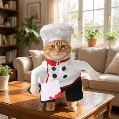 Creative Adjustable Pet Funny Chef Costume Comfortable Breathable Dog Cosplay Costumes Polyester Cat Party Dressed Up Halloween