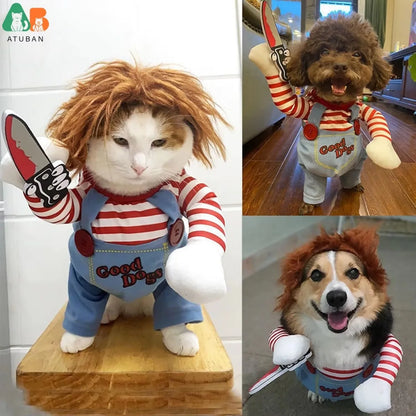 Pet Deadly Dog Costume,Cute Dog Cosplay Halloween Christmas Funny Costume Dog Clothes Party Costume for Small Medium Large Dogs