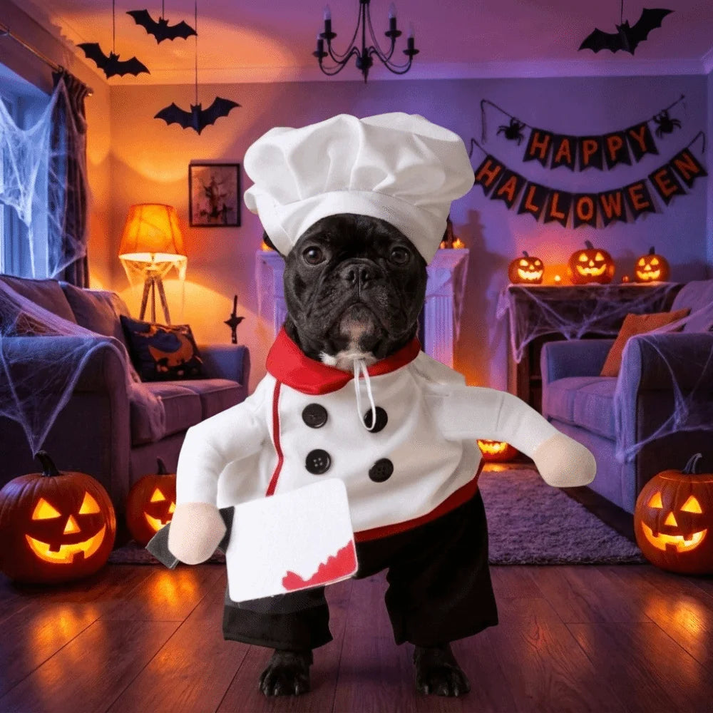 Creative Adjustable Pet Funny Chef Costume Comfortable Breathable Dog Cosplay Costumes Polyester Cat Party Dressed Up Halloween