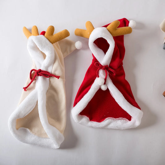 Christmas Pet Costume Hooded Cape Funny Cat And Dog Party Cloak Cute Festive Pet Outfit for Xmas