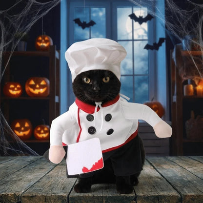 Creative Adjustable Pet Funny Chef Costume Comfortable Breathable Dog Cosplay Costumes Polyester Cat Party Dressed Up Halloween