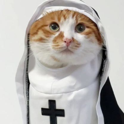 Pet Nun Costume for Cats & Dogs, Funny Religious DressUp Outfit for Pets, Animal Cosplay Costume for Halloween,Party Props